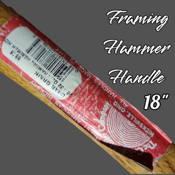 NWT Vtg Crook Miller Company Char Grain Hickory Wood Framing Hammer Handle - Picture 1 of 14
